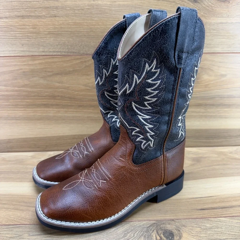 Cody James Boys Western Boots 2 D Brown Square Toe Embroidered Cowboy Rodeo